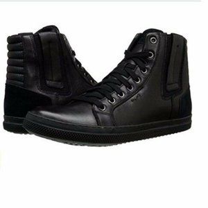 New in Box Geox Men's Msmart44 Fashion Sneaker Black Soft Bovine Leather Size 7